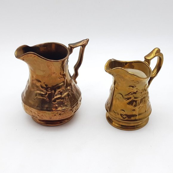 Pair of Small Gold Pitchers -By Wade Royal Victoria - Picture 3 of 11
